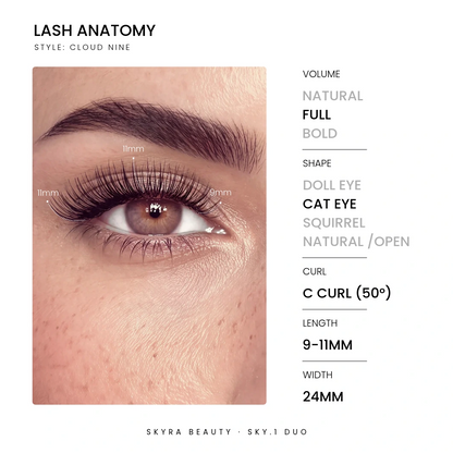 SKY.1 Duo magnetic eyelashes Cloud Nine style with lash length and shape details