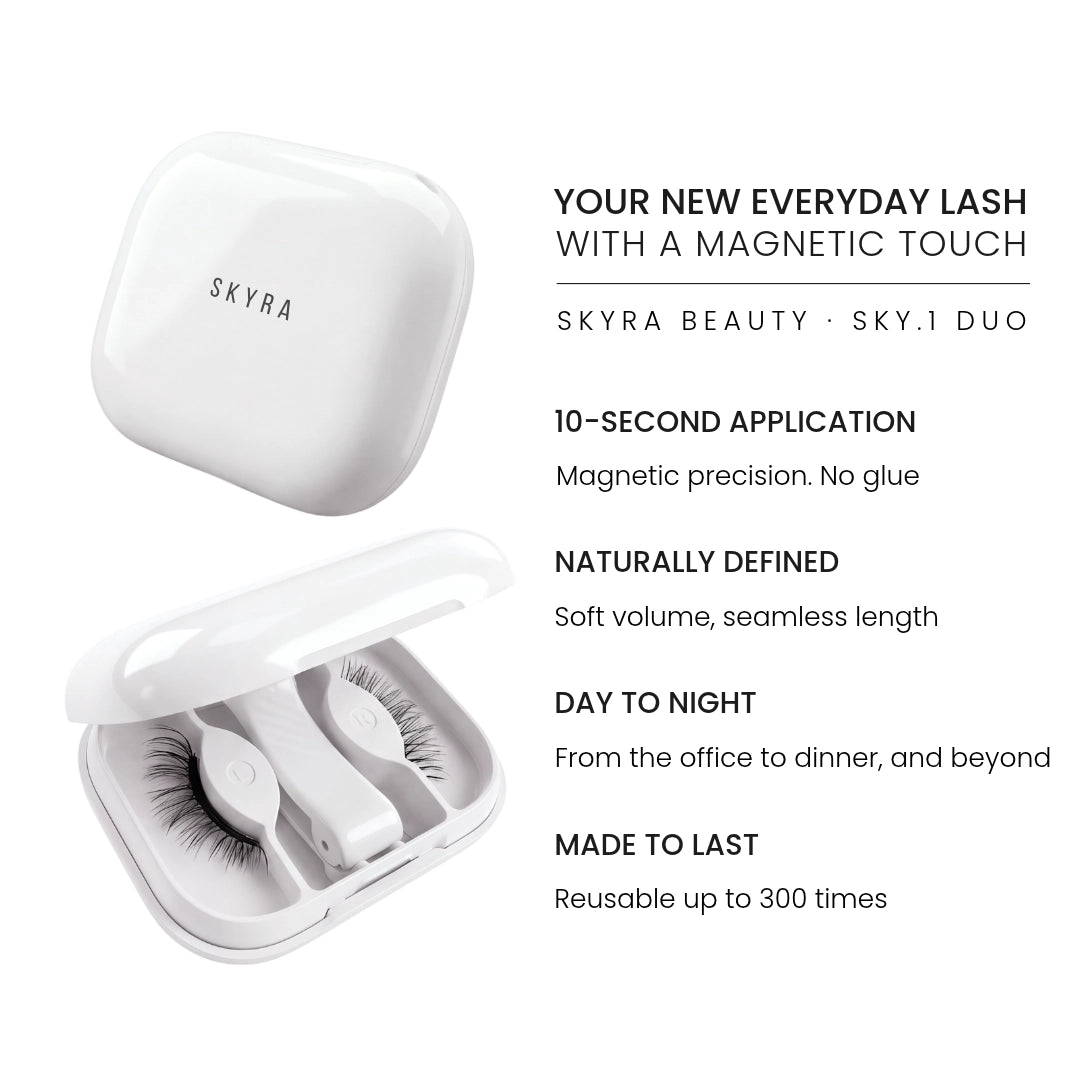 Skyra Sky.1 Duo reusable magnetic eyelashes kit with applicator and glue-free lash case