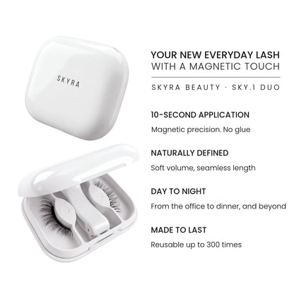 Skyra Sky.1 Duo reusable magnetic eyelashes kit with applicator and glue-free lash case
